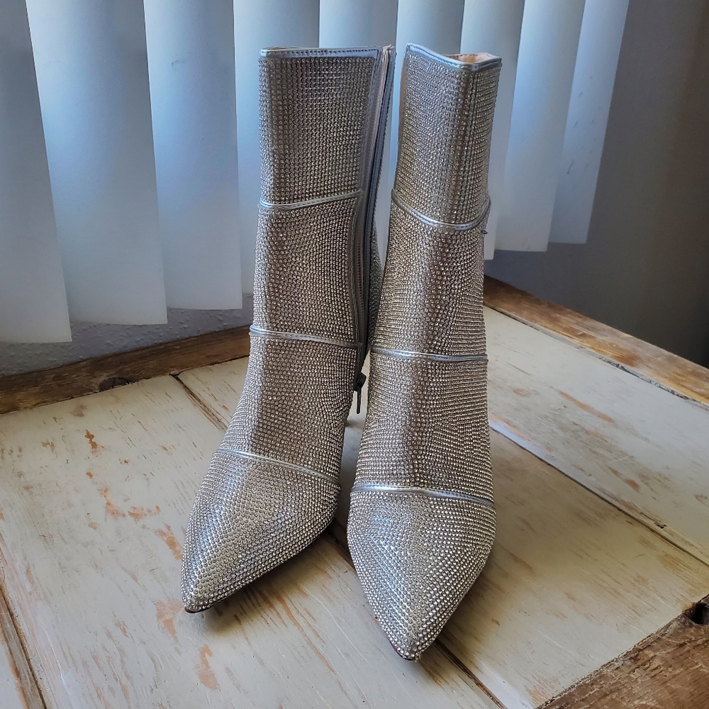 Rhinestone stilleto booties